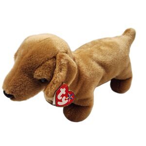 TY Beanie Buddy Weenie Dachshund Plush 1999 Retired Brown Dog